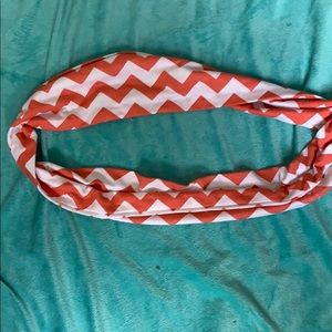 Coral and white chevron scarf